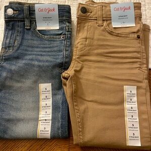 Cat & Jack Blue Jeans and Tan Pants Set